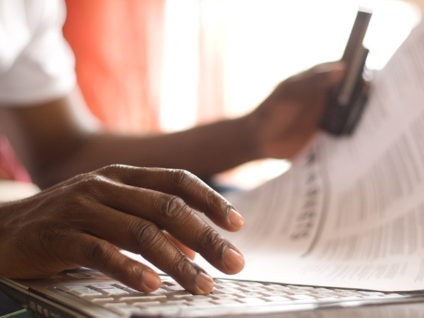 Person working on a computer