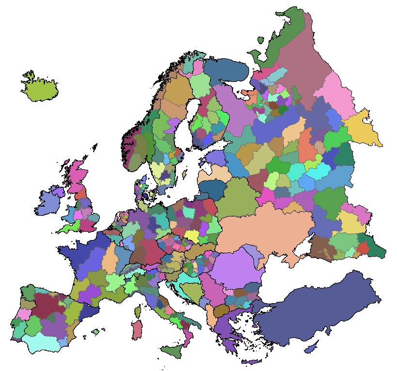 Figure 3: Regional detail of applied national forest inventory statistics.