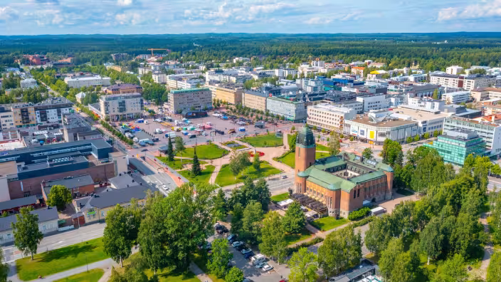 Aerial view of Finnish town Joensuu