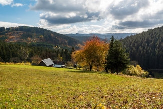 Autumn above Velke Karlovice village in Czech republic