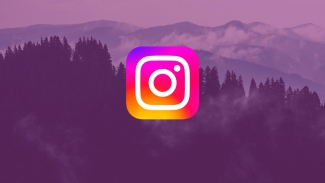 Instagram icon. Landscape as background