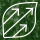 Green forest canopy white outline of a leaf with three arrows