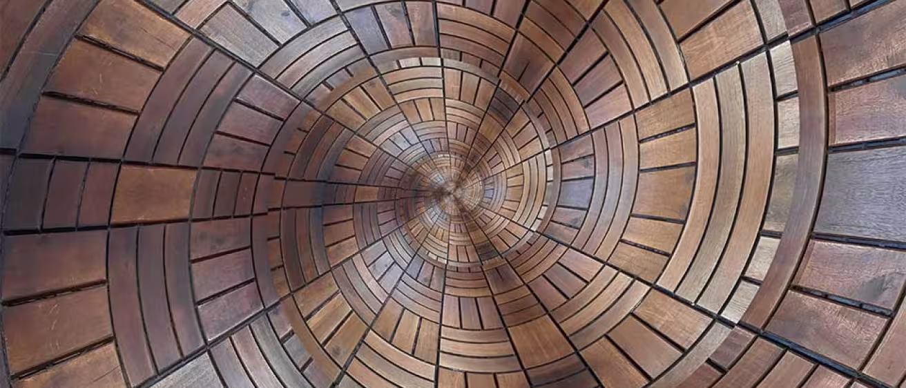 wooden floor in spiral pattern