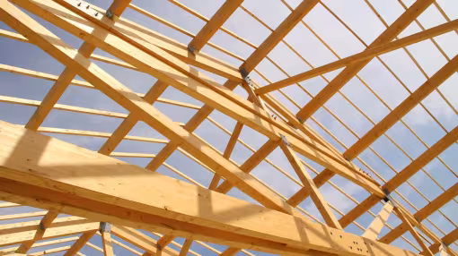 frame of roof in a wooden building 