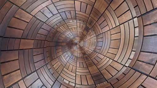 wooden floor in spiral pattern