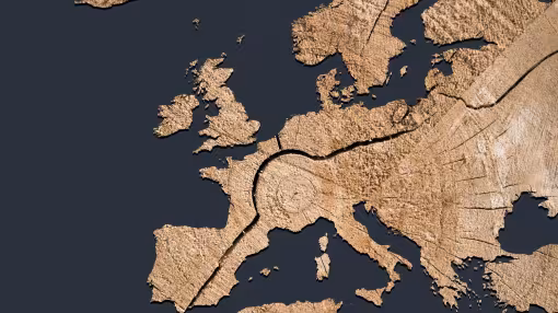 map of Europe with wooden texture
