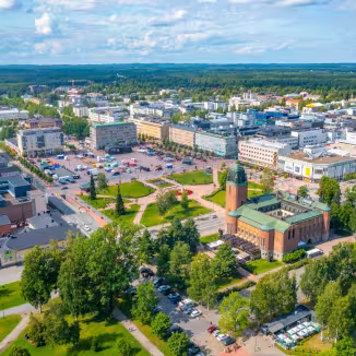 Aerial view of Finnish town Joensuu