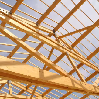 frame of roof in a wooden building 