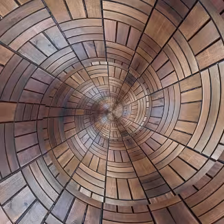 wooden floor in spiral pattern