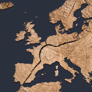 map of Europe with wooden texture