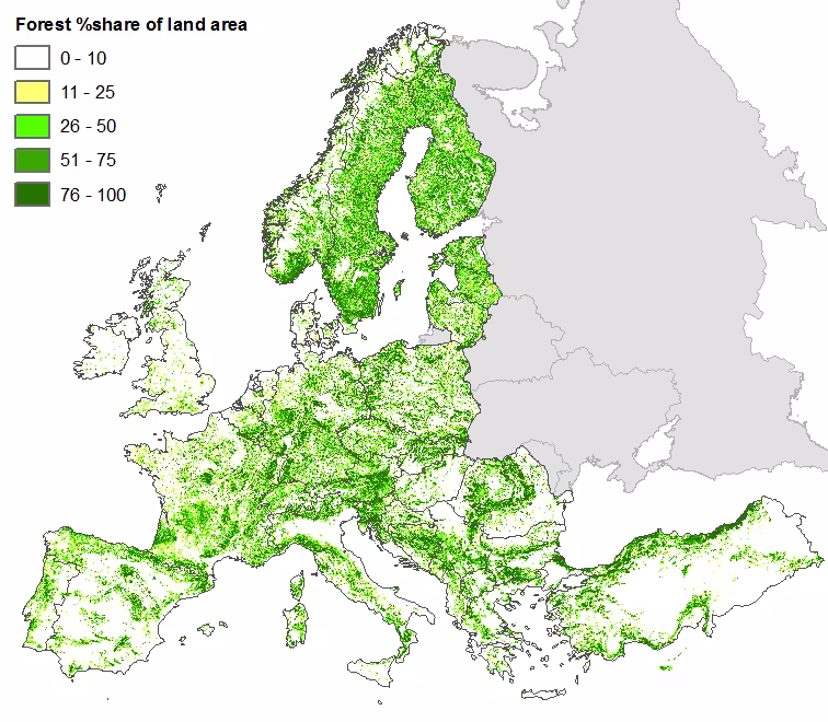 IRS- and SPOT-based forest cover map